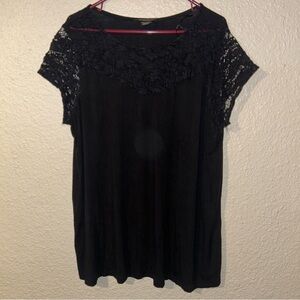 Michel Studio Black Lace Accent Blouse